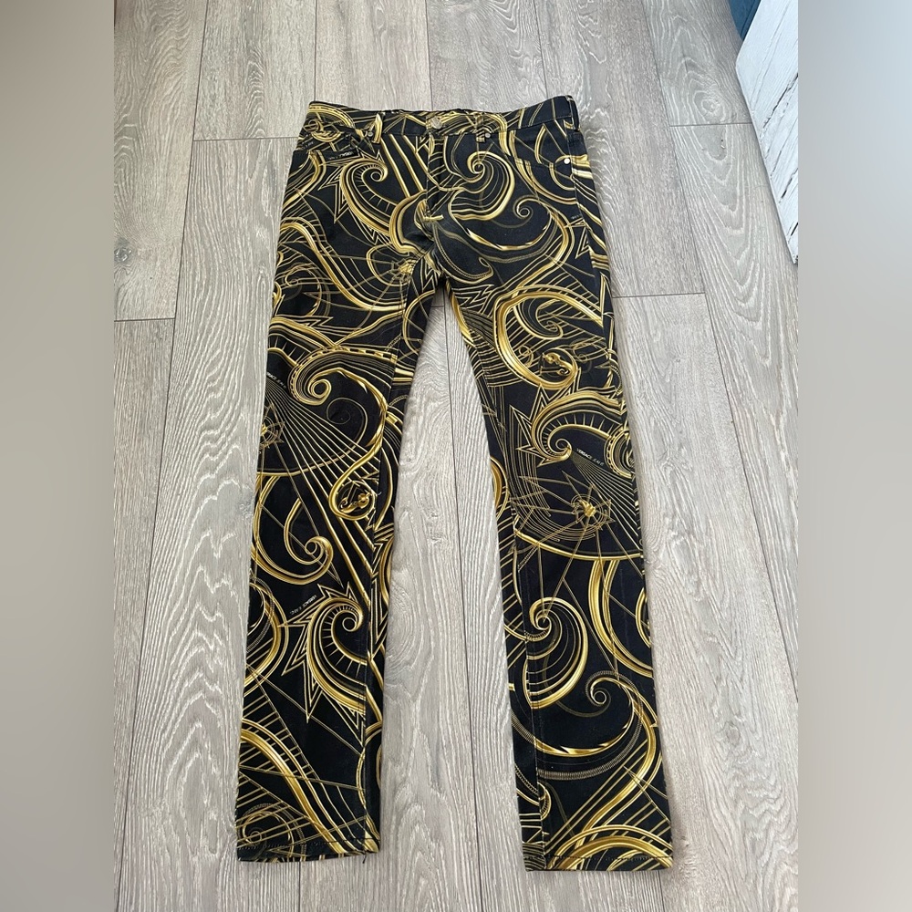 Versace Black and Gold Baroque Jeans